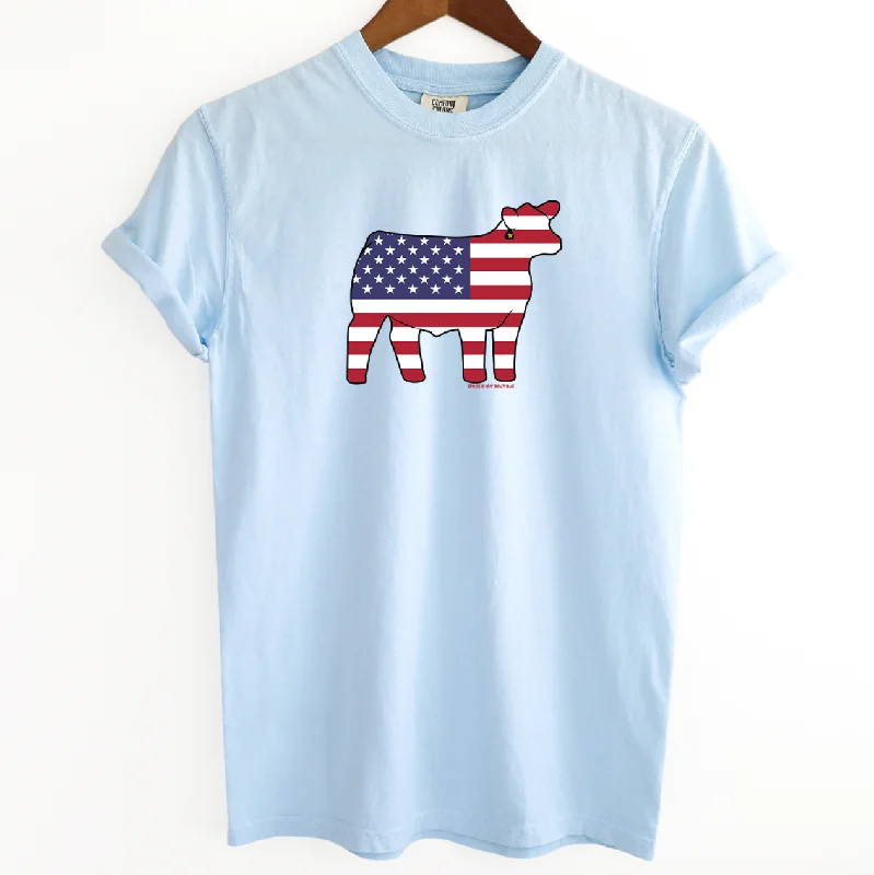 Patriotic Steer ComfortWash/ComfortColor T-Shirt (S-4XL) - Multiple Colors!