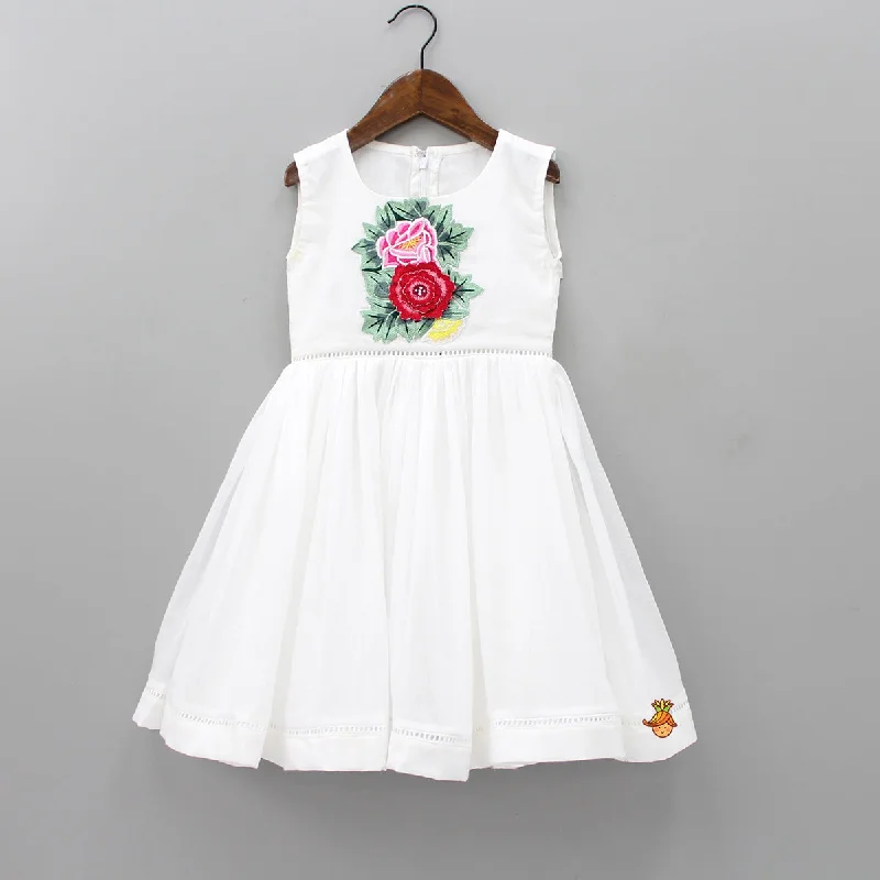 Floral Embroidered White Dress