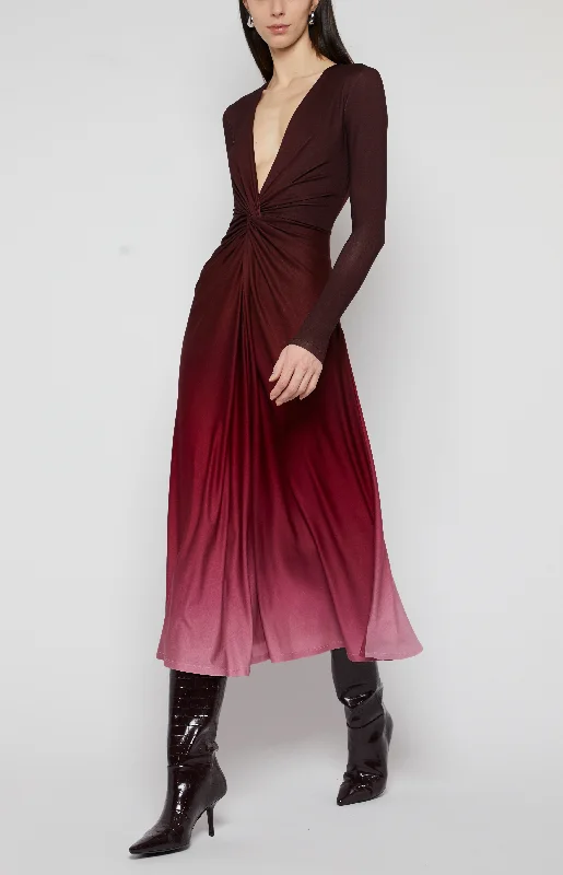 TWIST FRONT LONG SLEEVE DRESS